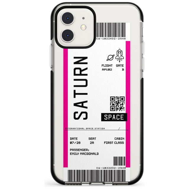 Saturn Custom Space Travel Ticket iPhone Case  Black Impact Custom Phone Case - Case Warehouse