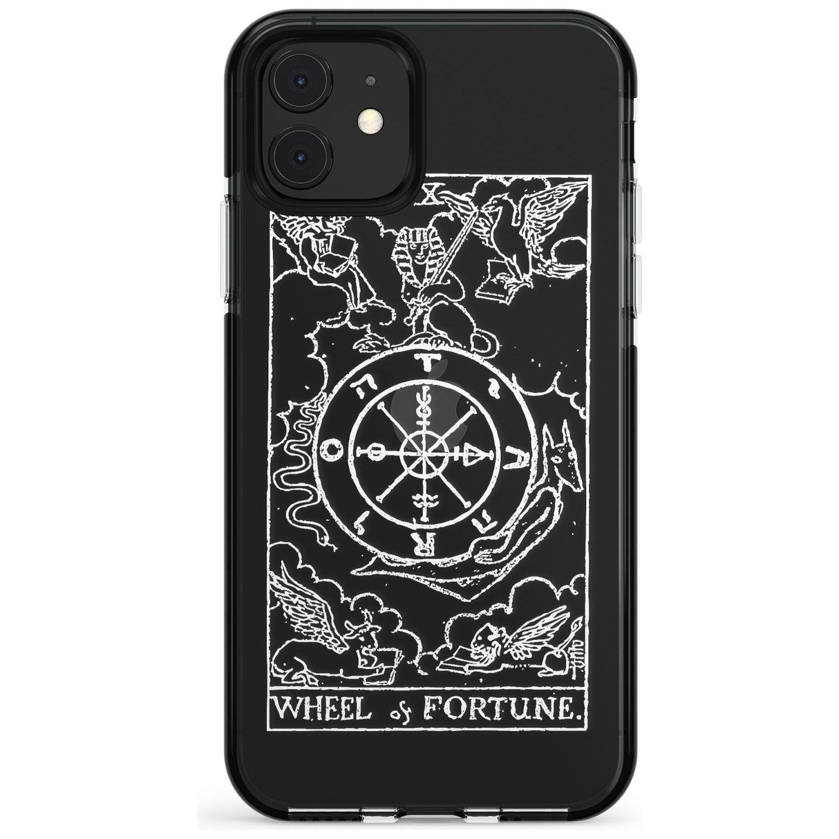 Wheel of Fortune Tarot Card - White Transparent Pink Fade Impact Phone Case for iPhone 11 Pro Max