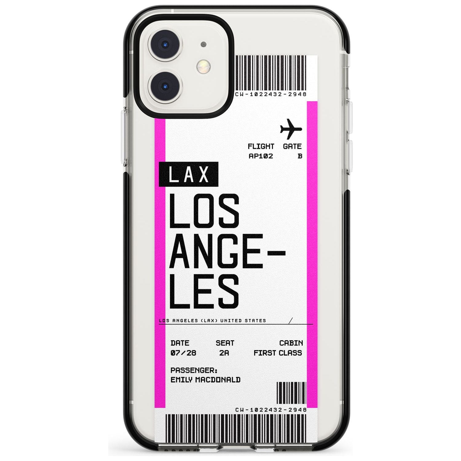 Los Angeles Boarding Pass iPhone Case  Black Impact Custom Phone Case - Case Warehouse