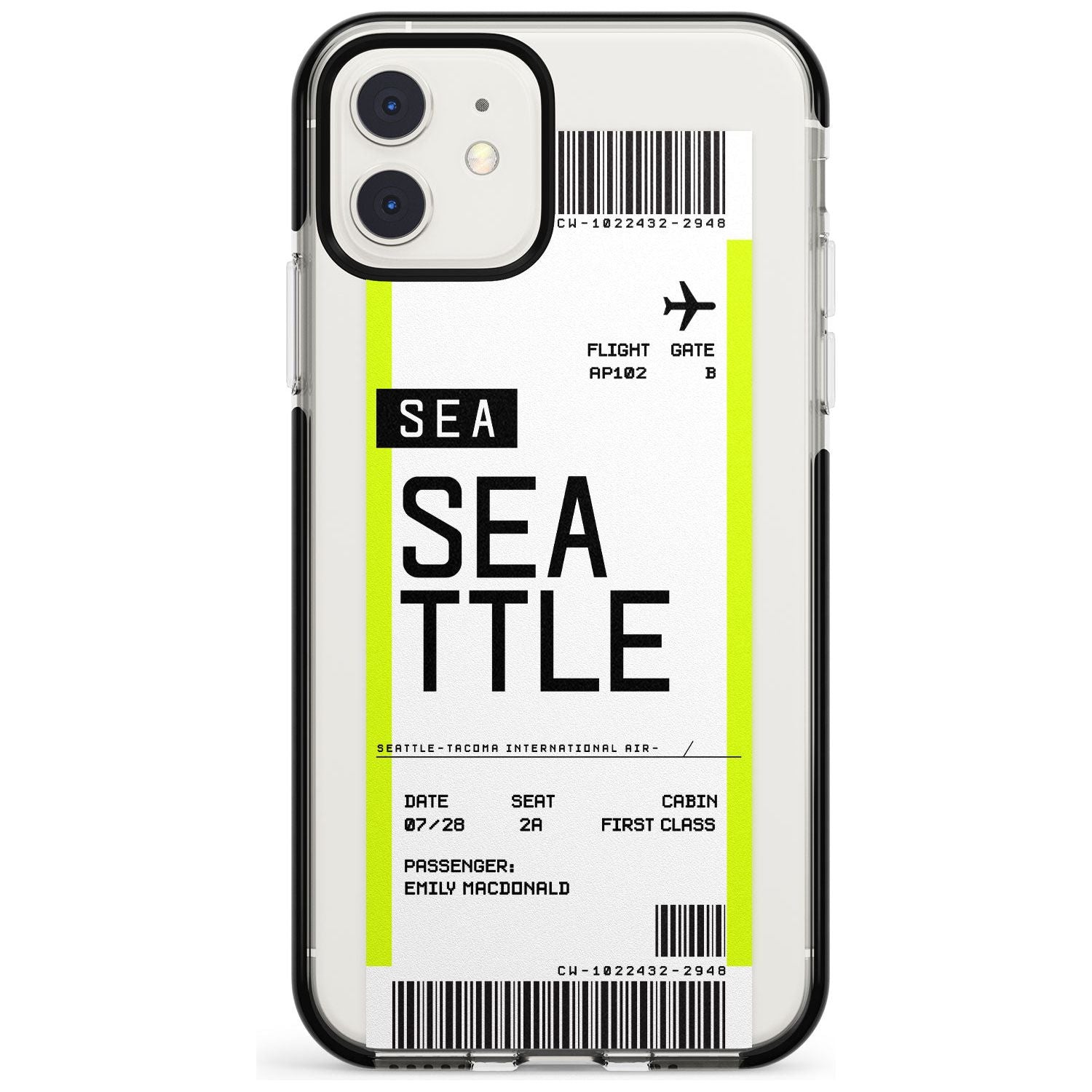 Seattle Boarding Pass iPhone Case  Black Impact Custom Phone Case - Case Warehouse