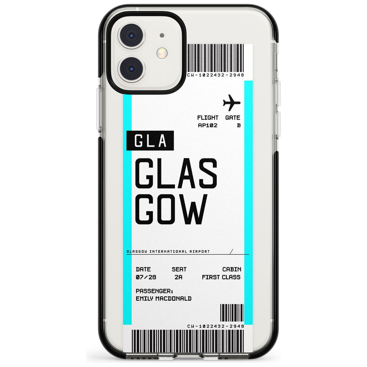 Glasgow Boarding Pass  Black Impact Custom Phone Case - Case Warehouse