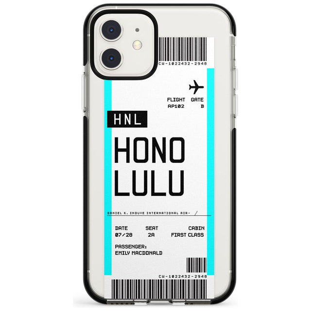 Honolulu Boarding Pass iPhone Case  Black Impact Custom Phone Case - Case Warehouse