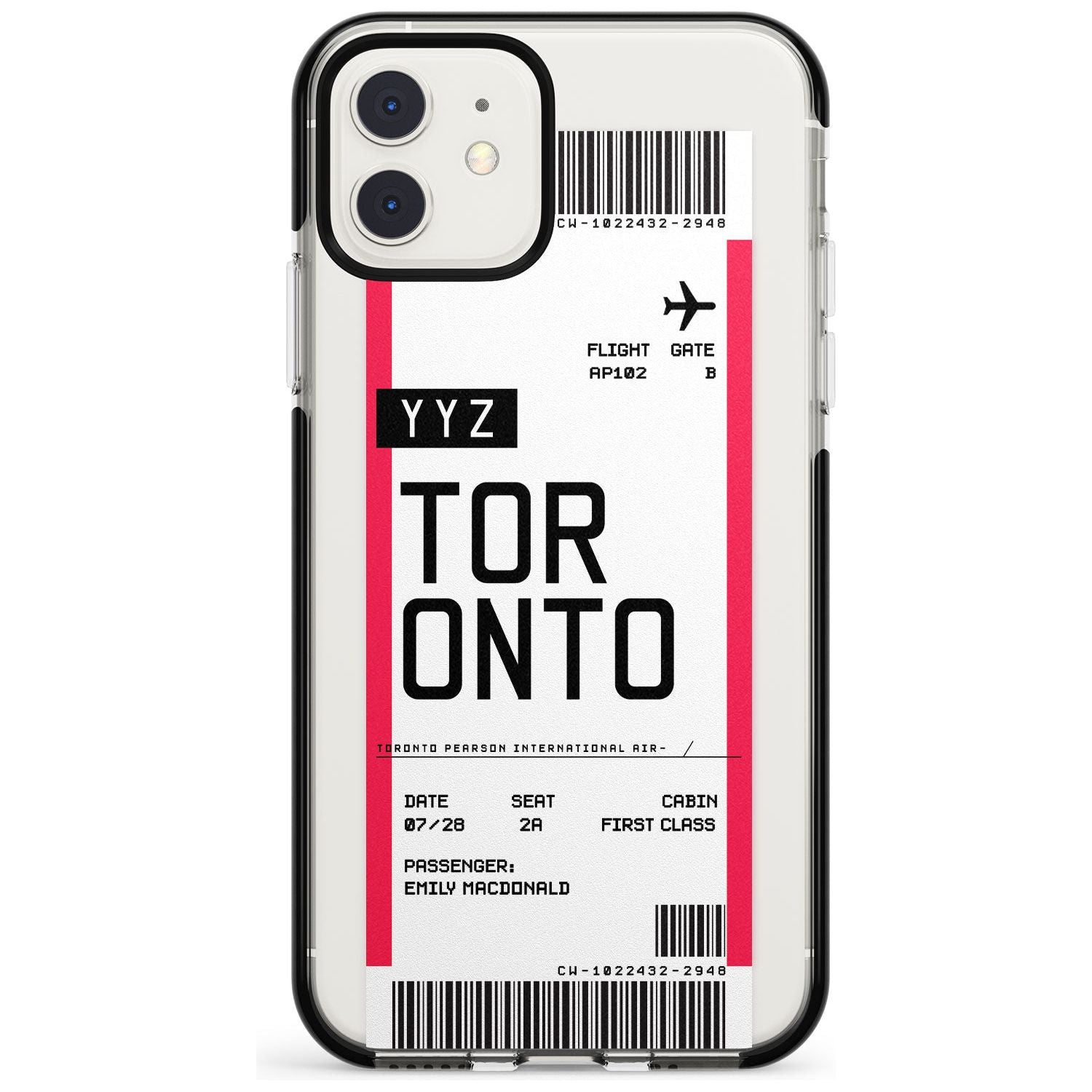 Toronto Boarding Pass iPhone Case  Black Impact Custom Phone Case - Case Warehouse