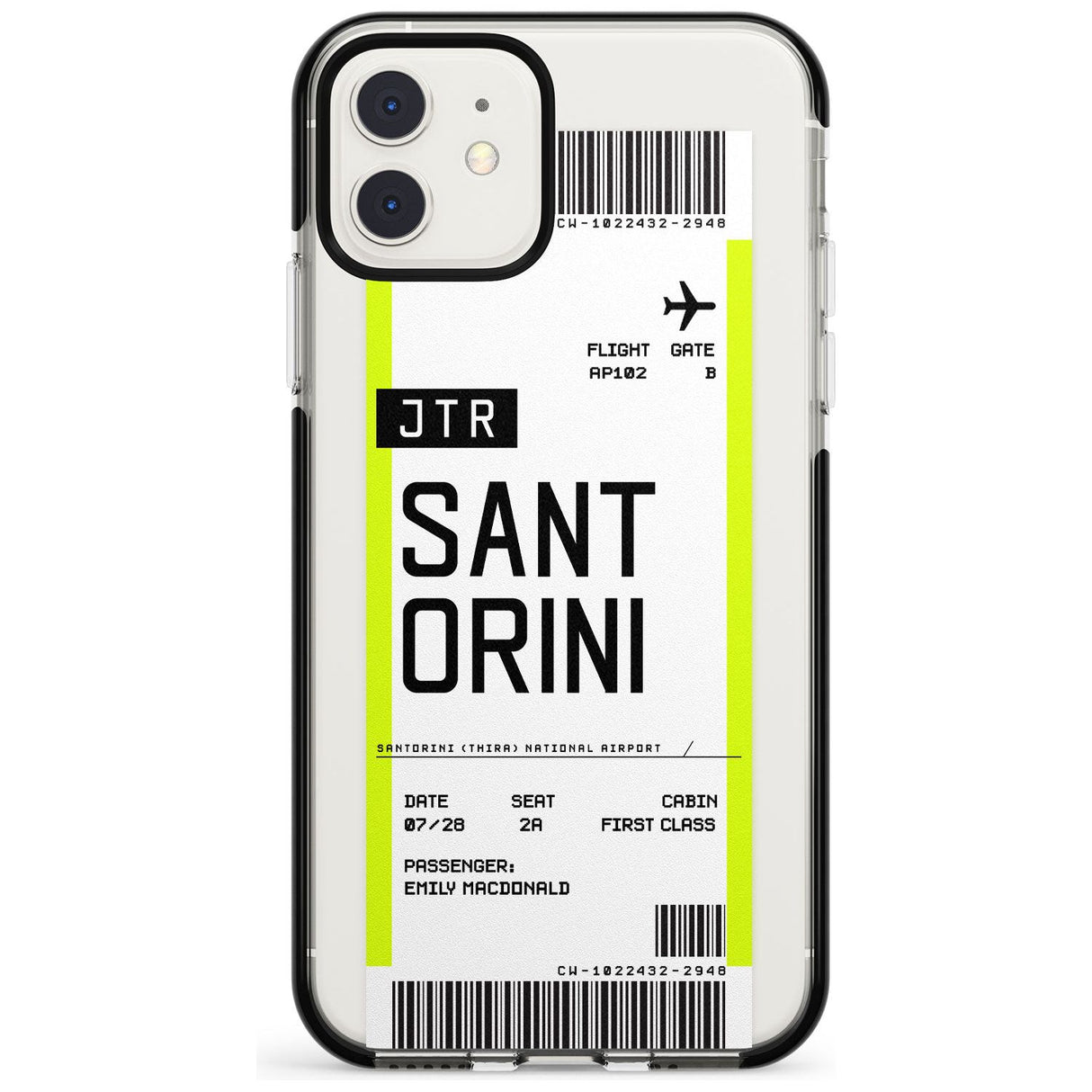 Santorini Boarding Pass iPhone Case  Black Impact Custom Phone Case - Case Warehouse