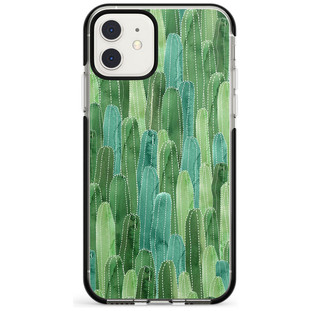 Skinny Cacti Pattern Design Black Impact Phone Case for iPhone 11