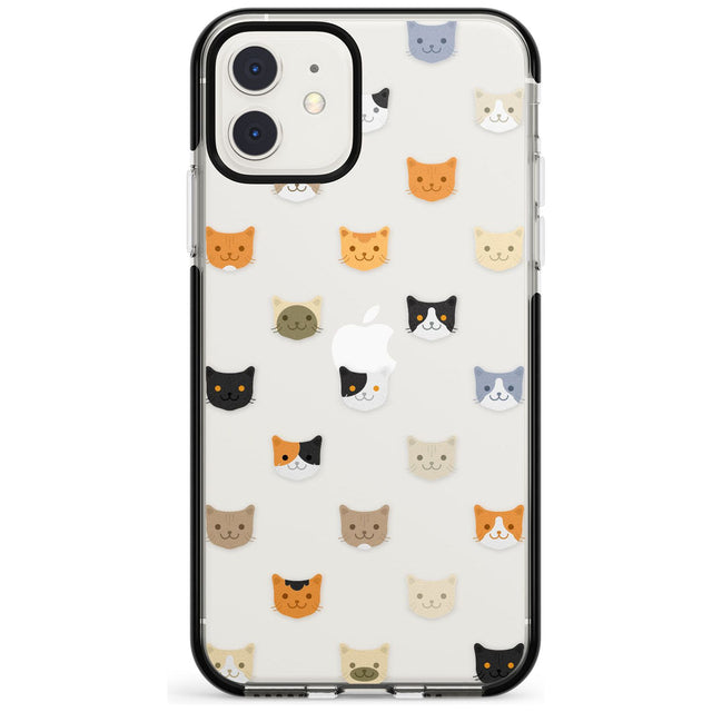 Cute Cat Face Transparent Phone Case iPhone 11 / Black Impact Case,iPhone 12 Mini / Black Impact Case Blanc Space