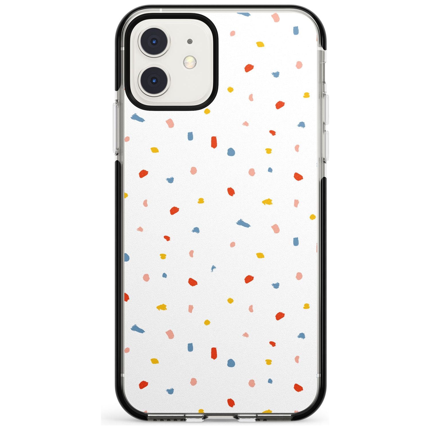 Confetti Print on Solid White Black Impact Phone Case for iPhone 11