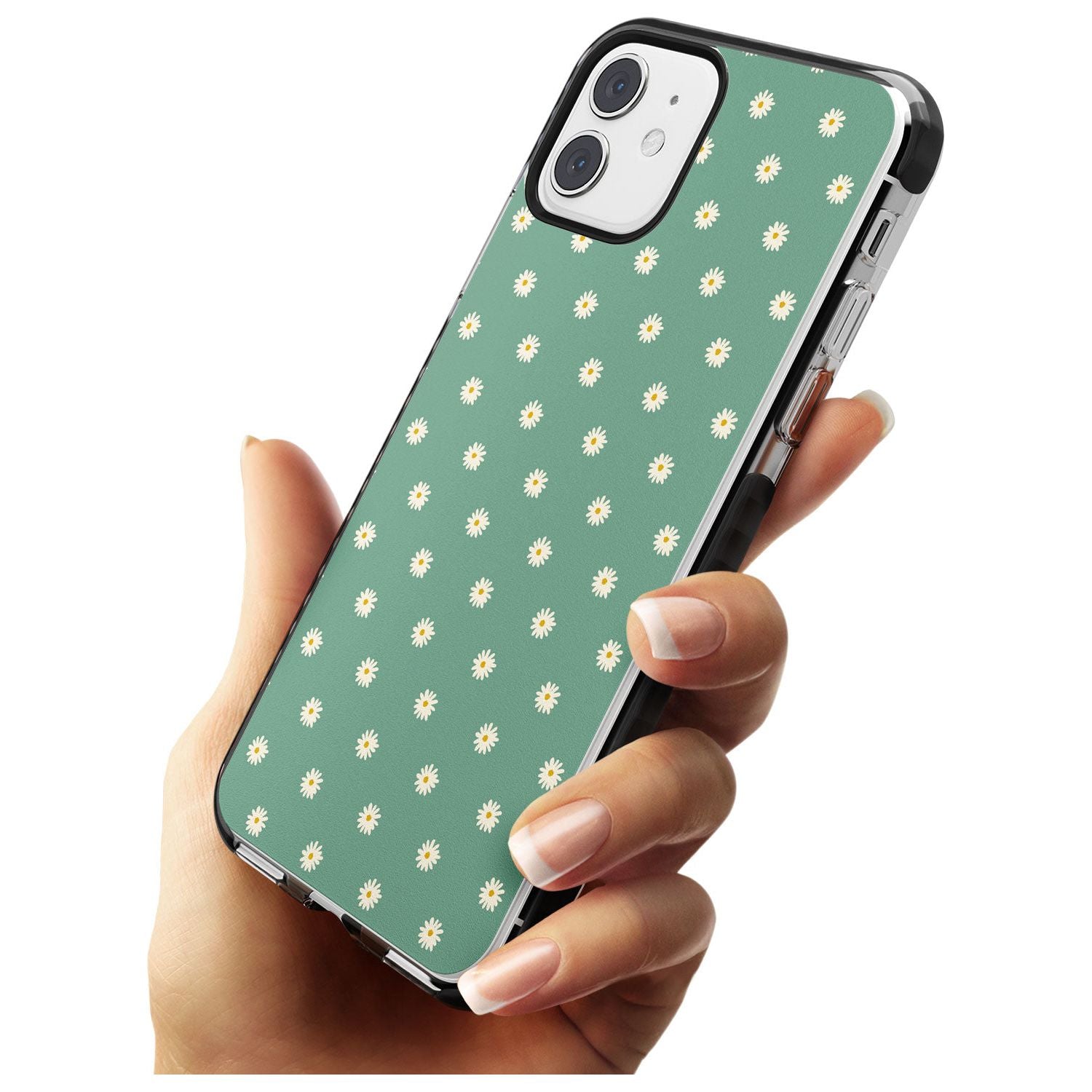 Daisy Pattern - Teal Cute Floral Daisy Design Pink Fade Impact Phone Case for iPhone 11 Pro Max