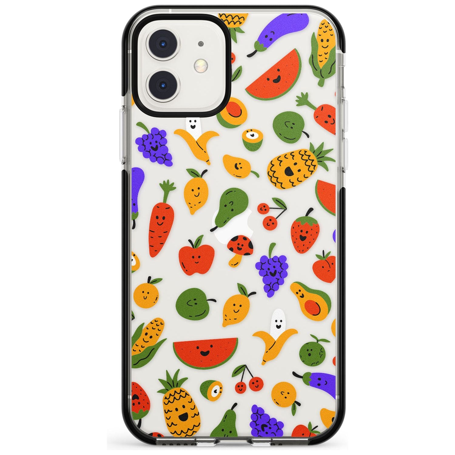 Mixed Kawaii Food Icons - Clear iPhone Case Black Impact Phone Case Warehouse 11