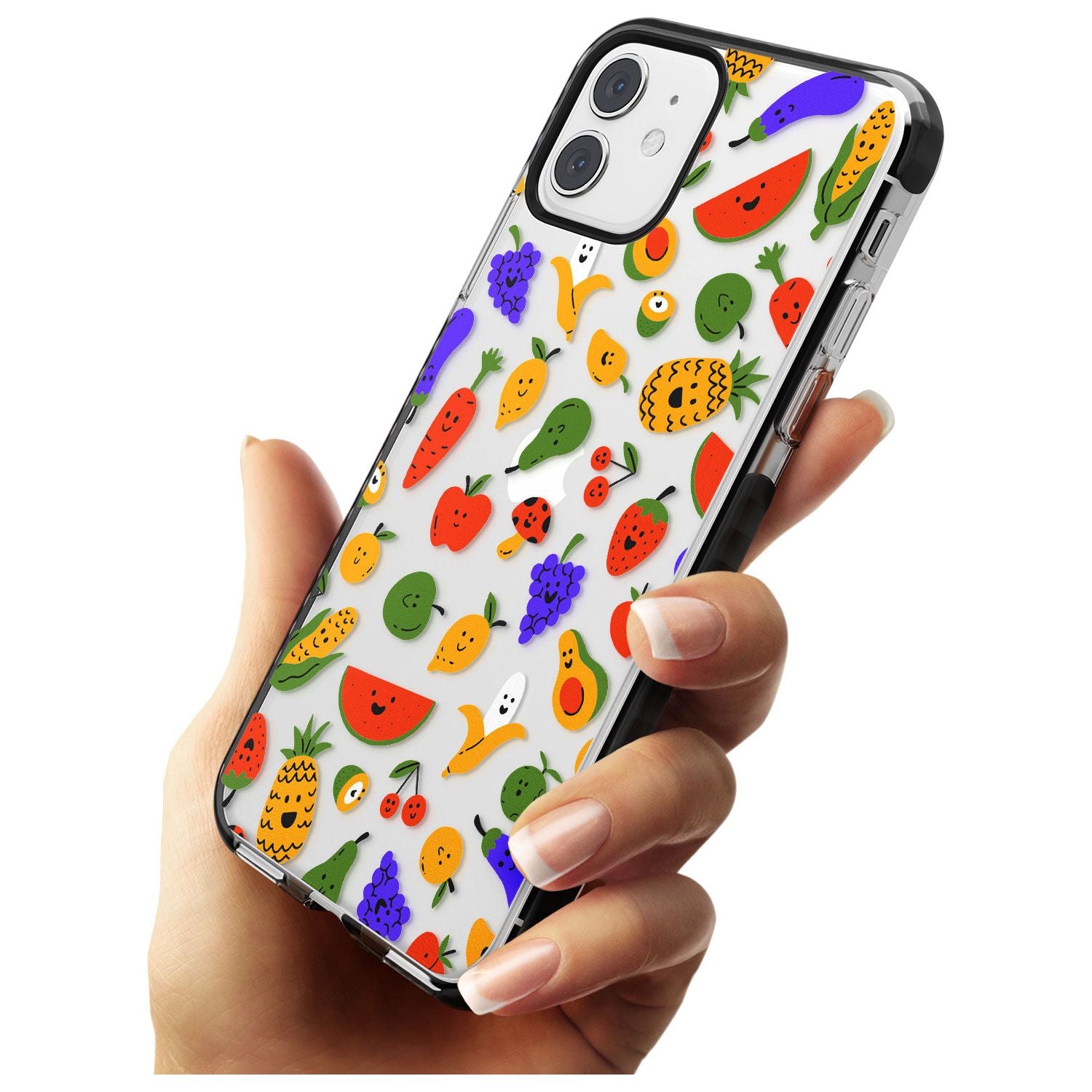 Mixed Kawaii Food Icons - Clear iPhone Case Black Impact Phone Case Warehouse 11