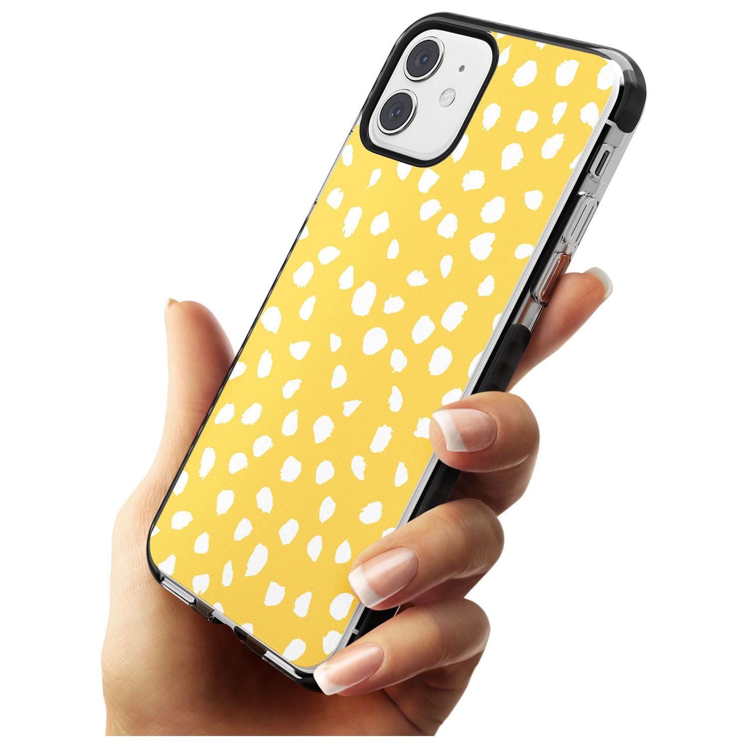 White on Yellow Dalmatian Polka Dot Spots Black Impact Phone Case for iPhone 11