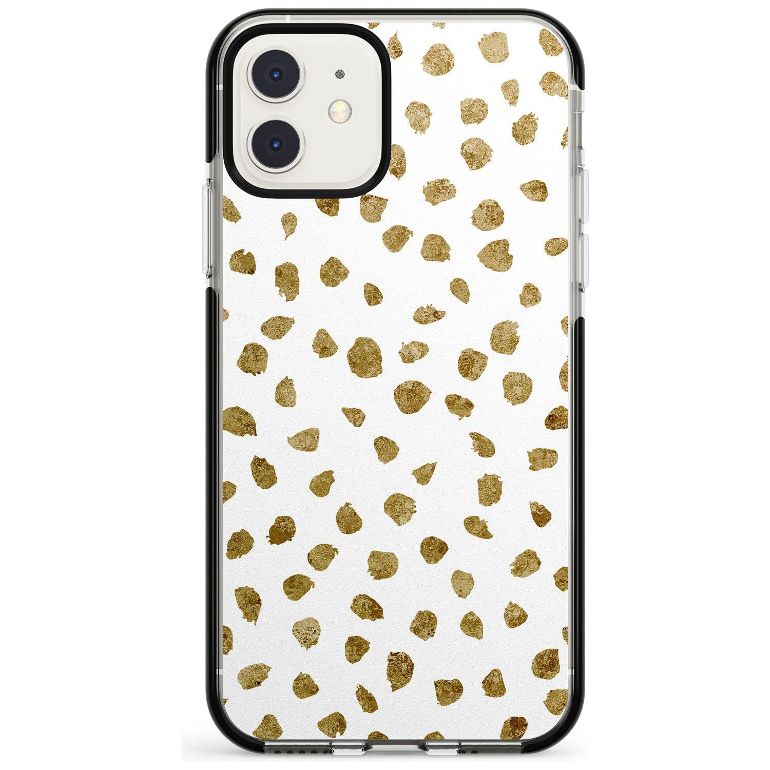 Gold Look on White Dalmatian Polka Dot Spots Black Impact Phone Case for iPhone 11