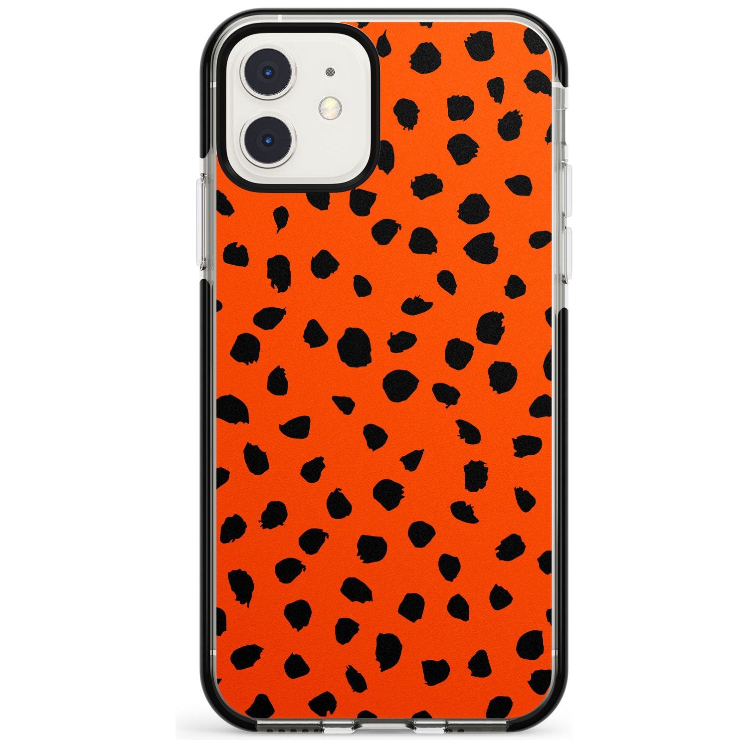 Black & Bright Red Dalmatian Polka Dot Spots Black Impact Phone Case for iPhone 11