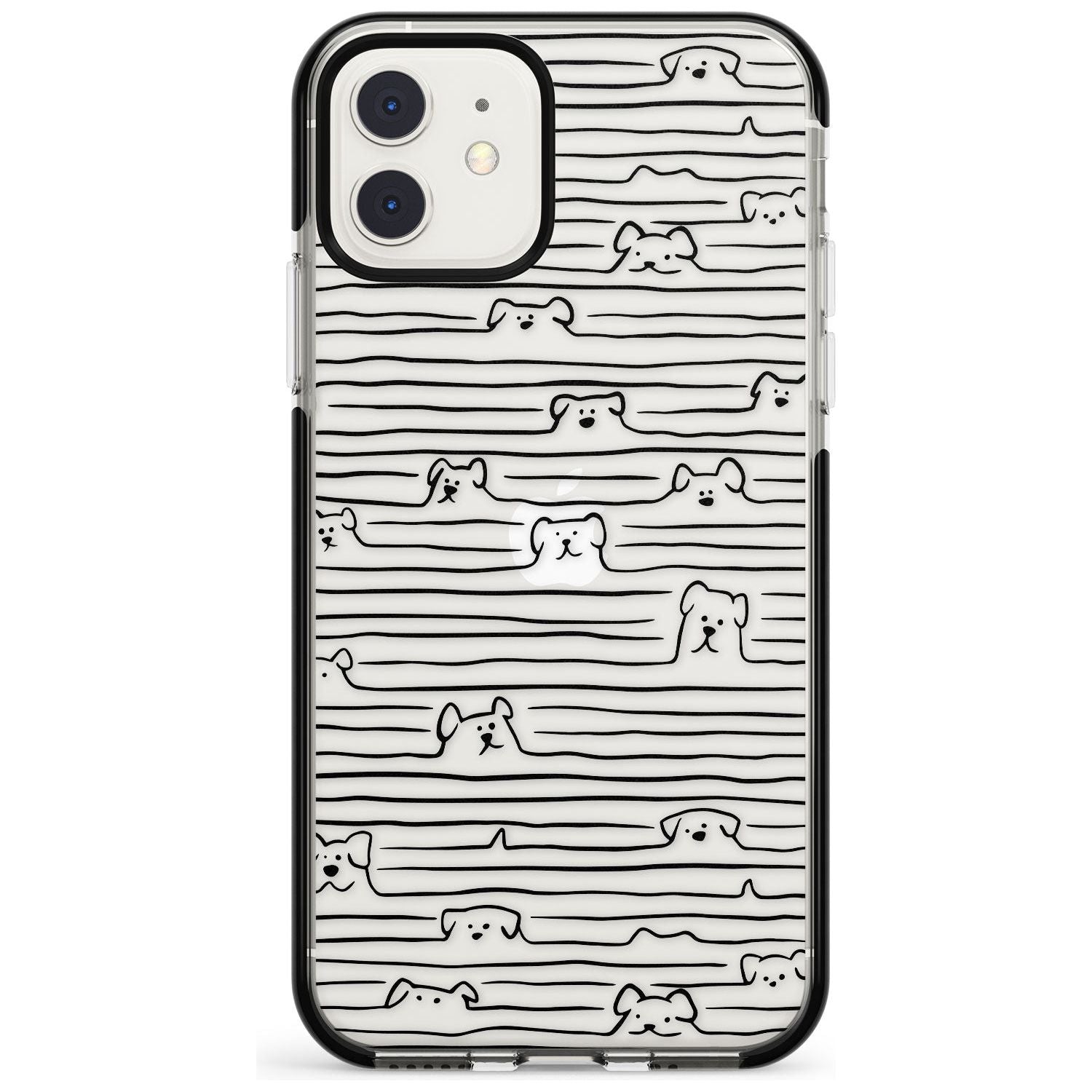 Dog Line Art - Black Black Impact Phone Case for iPhone 11