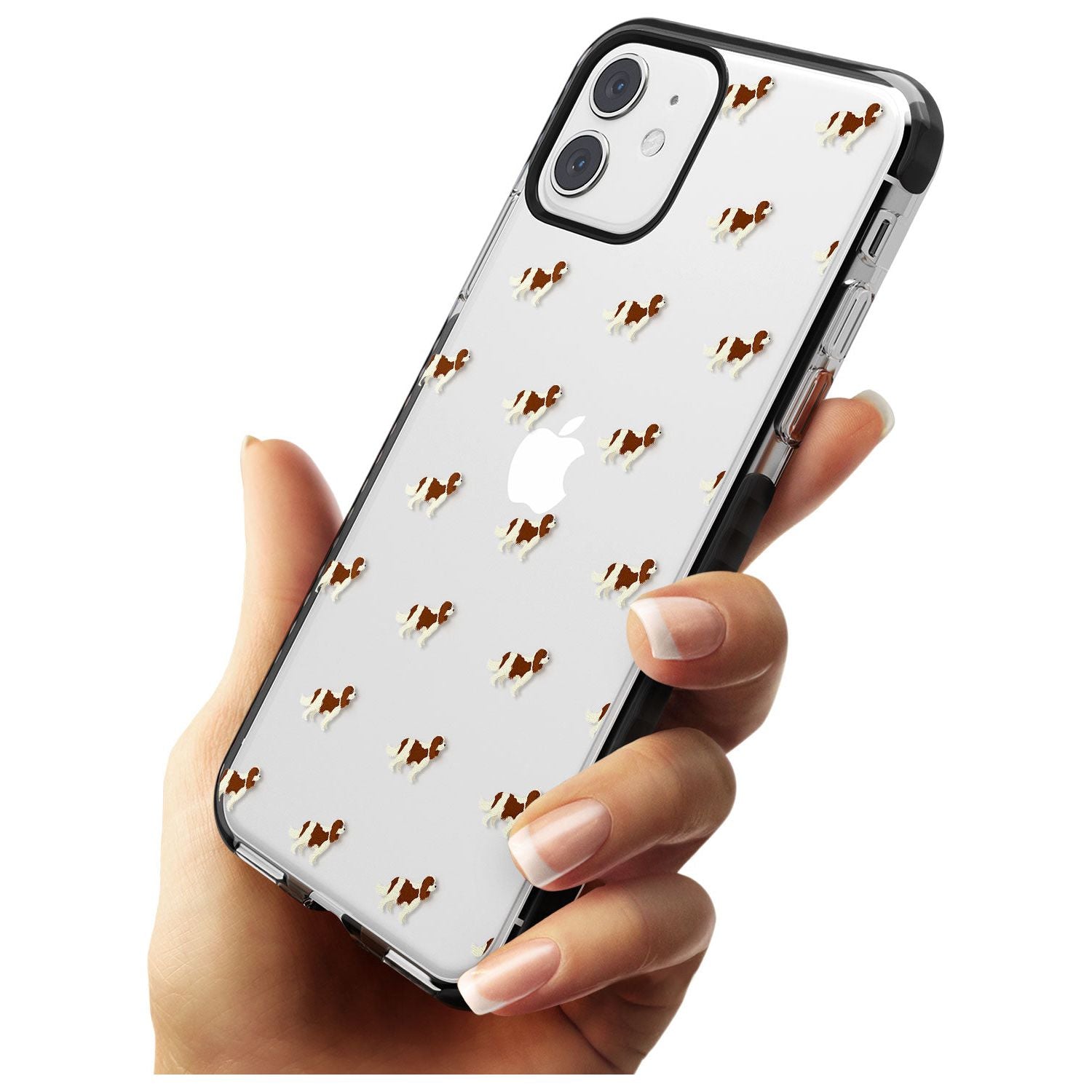 Cavalier King Charles Spaniel Pattern Clear Black Impact Phone Case for iPhone 11