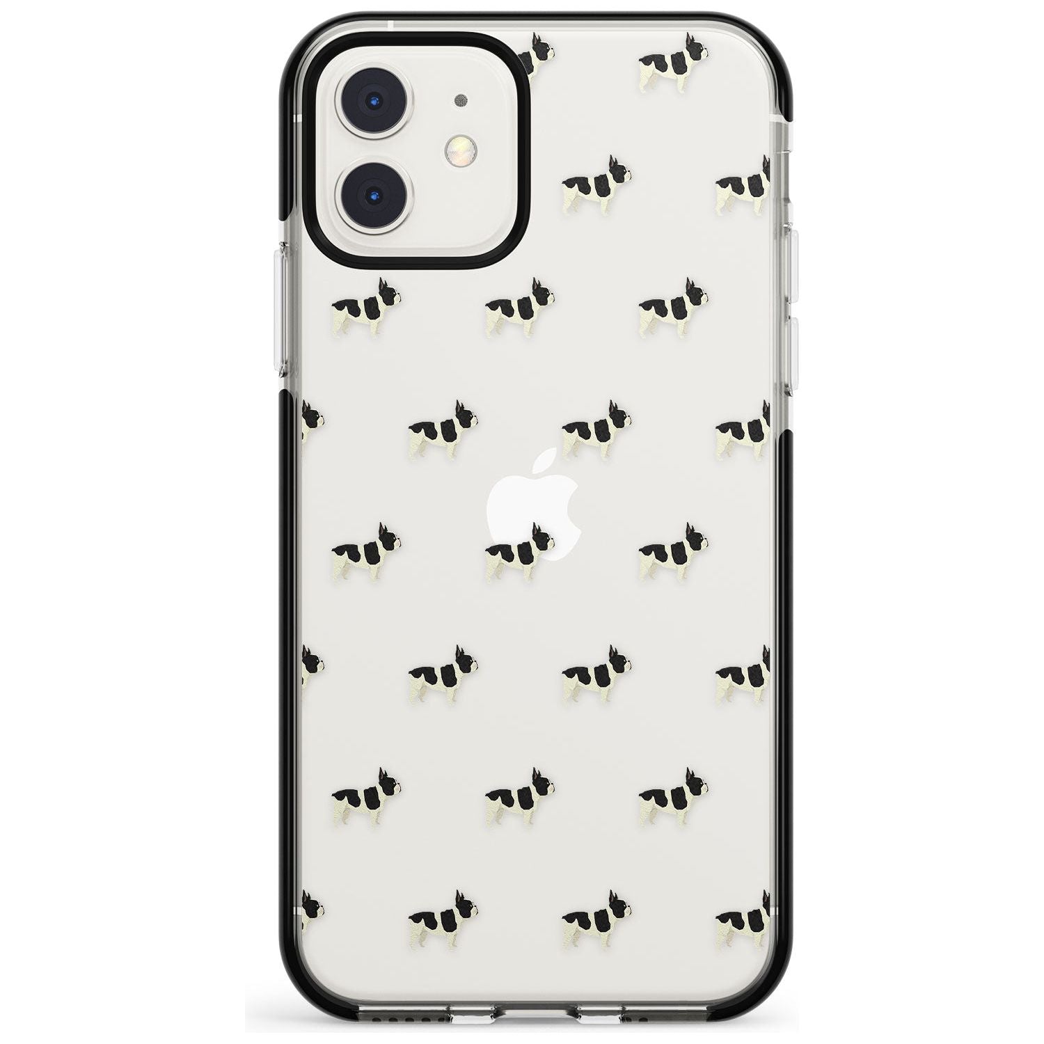 French Bulldog Dog Pattern Clear Black Impact Phone Case for iPhone 11