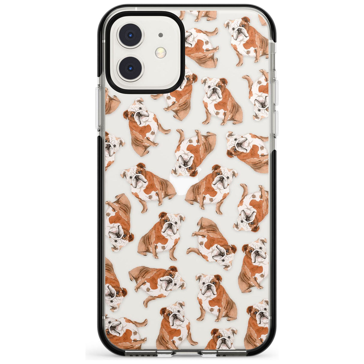 English Bulldog Watercolour Dog Pattern Phone Case iPhone 11 / Black Impact Case,iPhone 12 Mini / Black Impact Case Blanc Space
