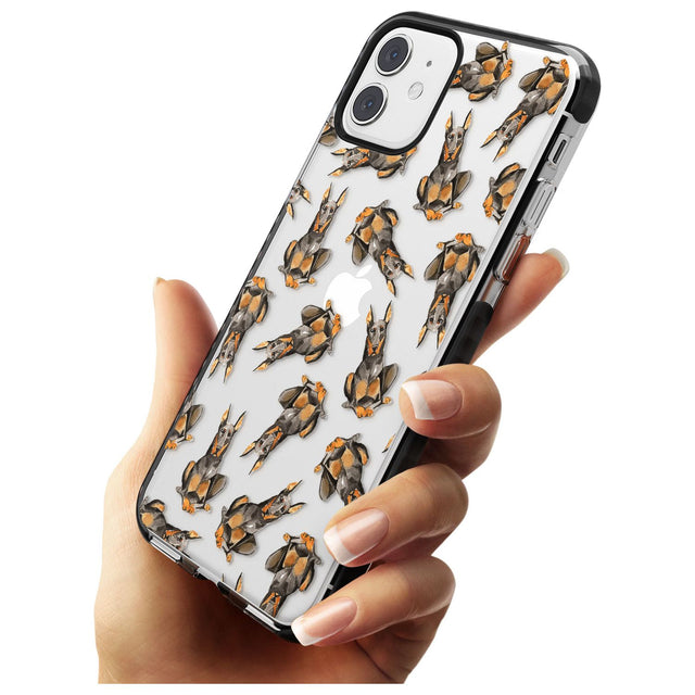 Doberman (Cropped) Watercolour Dog Pattern Black Impact Phone Case for iPhone 11
