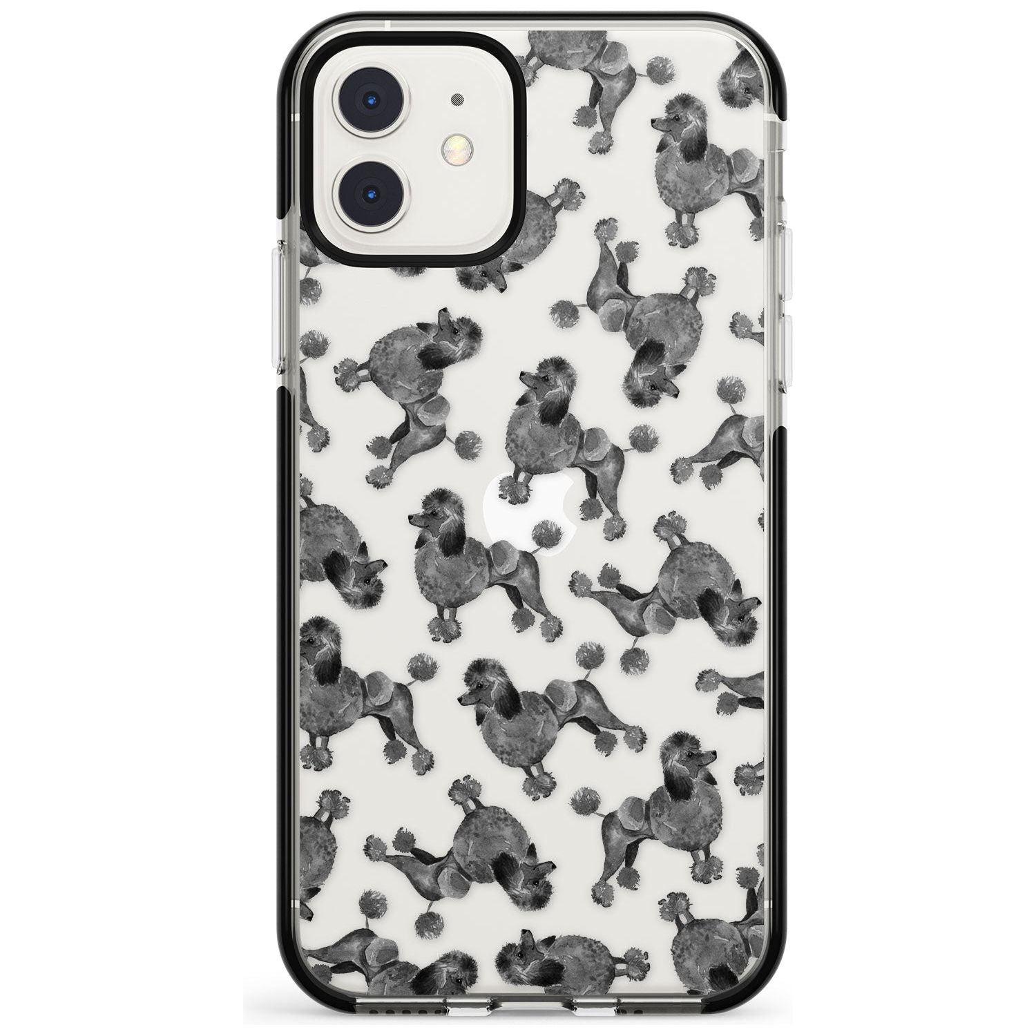 Poodle (Black) Watercolour Dog Pattern Black Impact Phone Case for iPhone 11