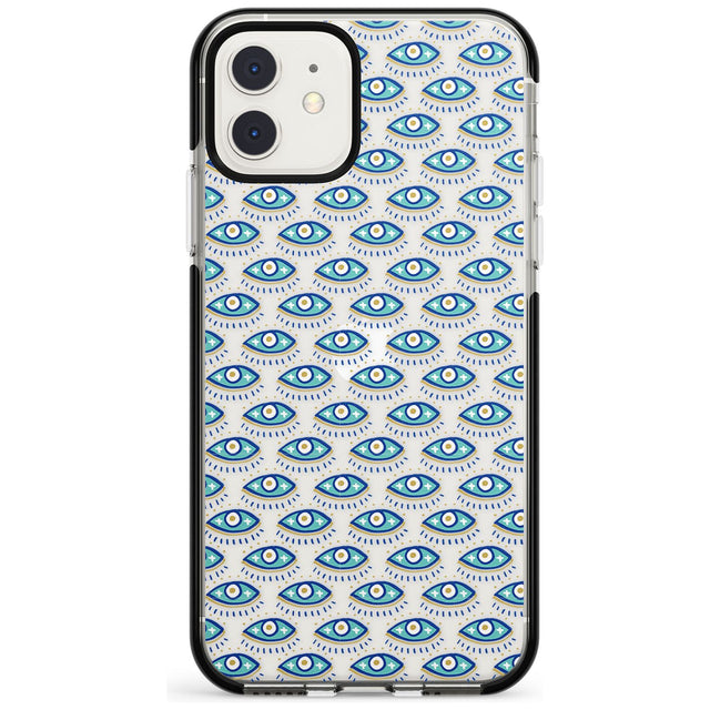 Eyes & Crosses (Clear) Psychedelic Eyes Pattern Black Impact Phone Case for iPhone 11