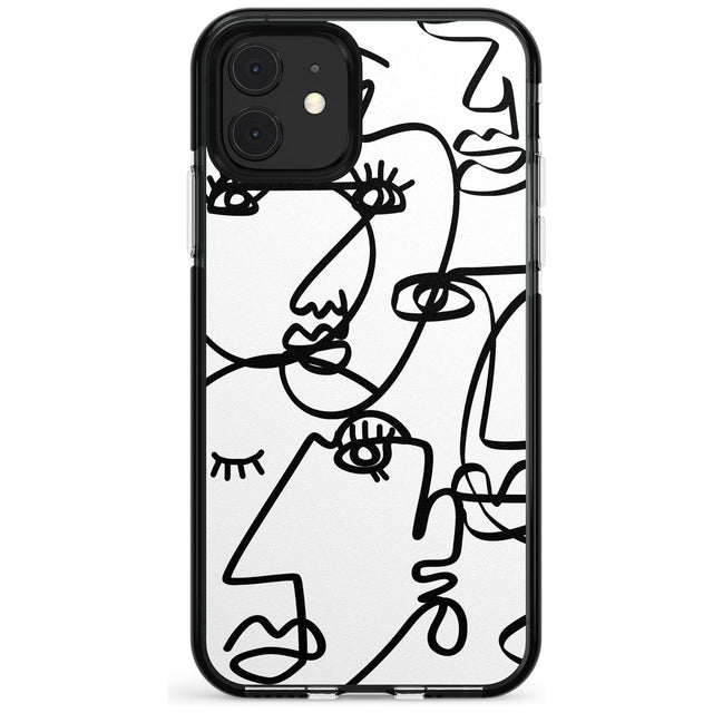 Continuous Line Faces: Black on White Pink Fade Impact Phone Case for iPhone 11 Pro Max