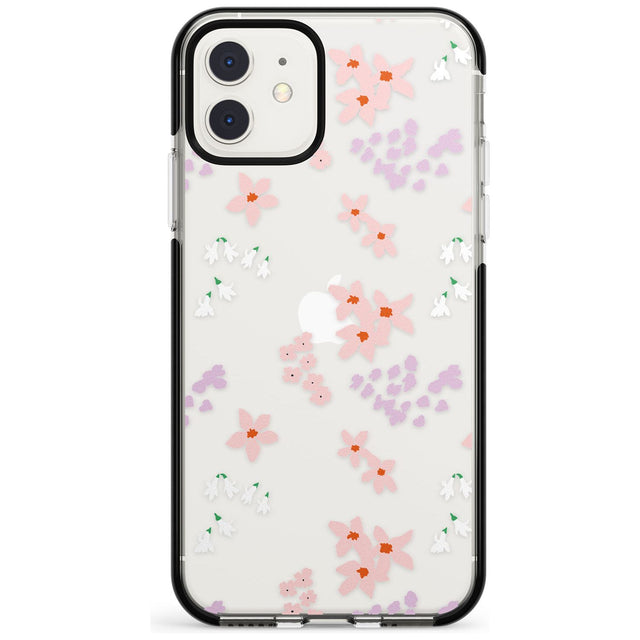 Pink & Purple Flower Mix: Clear Pink Fade Impact Phone Case for iPhone 11 Pro Max