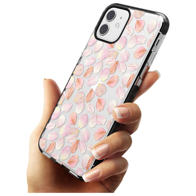 Pink Petals Transparent Design Black Impact Phone Case for iPhone 11