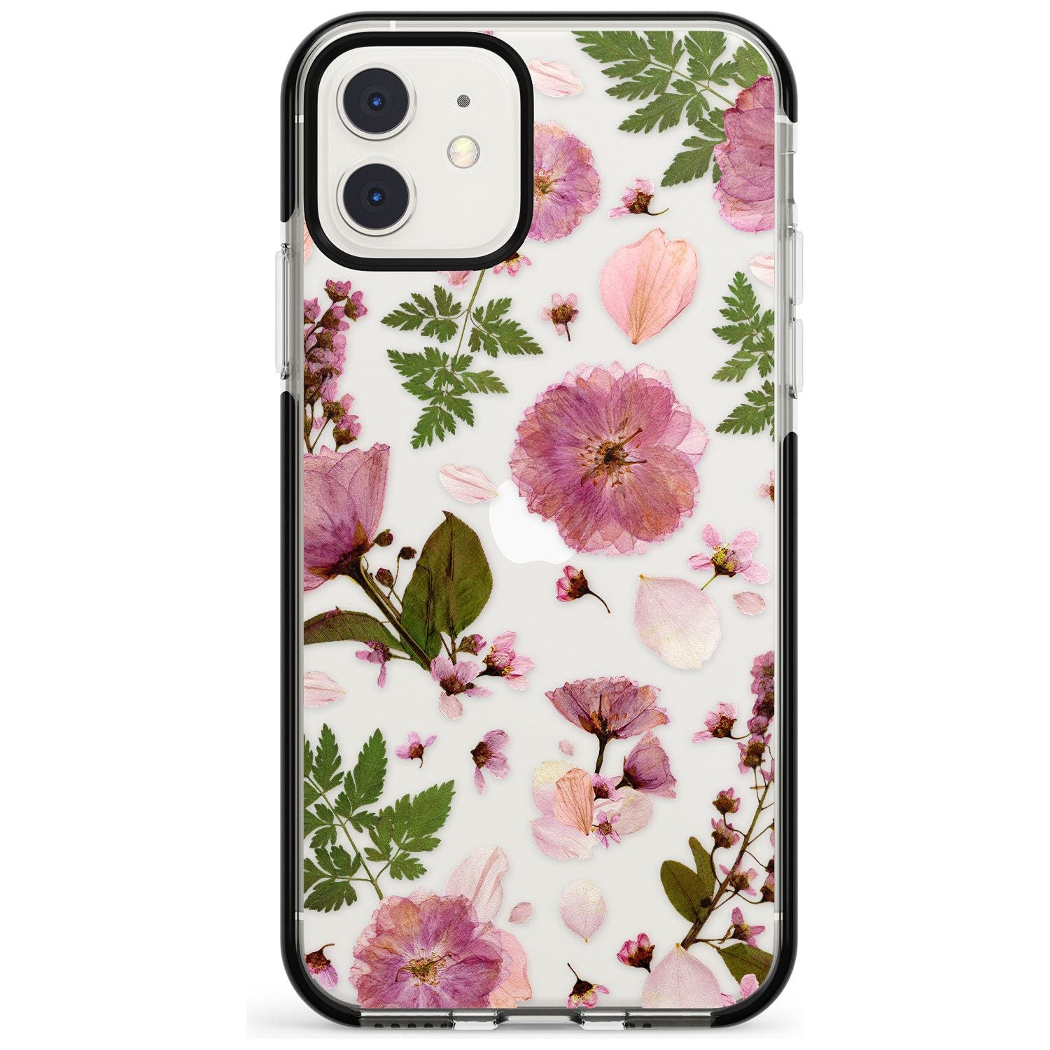 Natural Arrangement of Flowers & Leaves Design Black Impact Phone Case for iPhone 11
