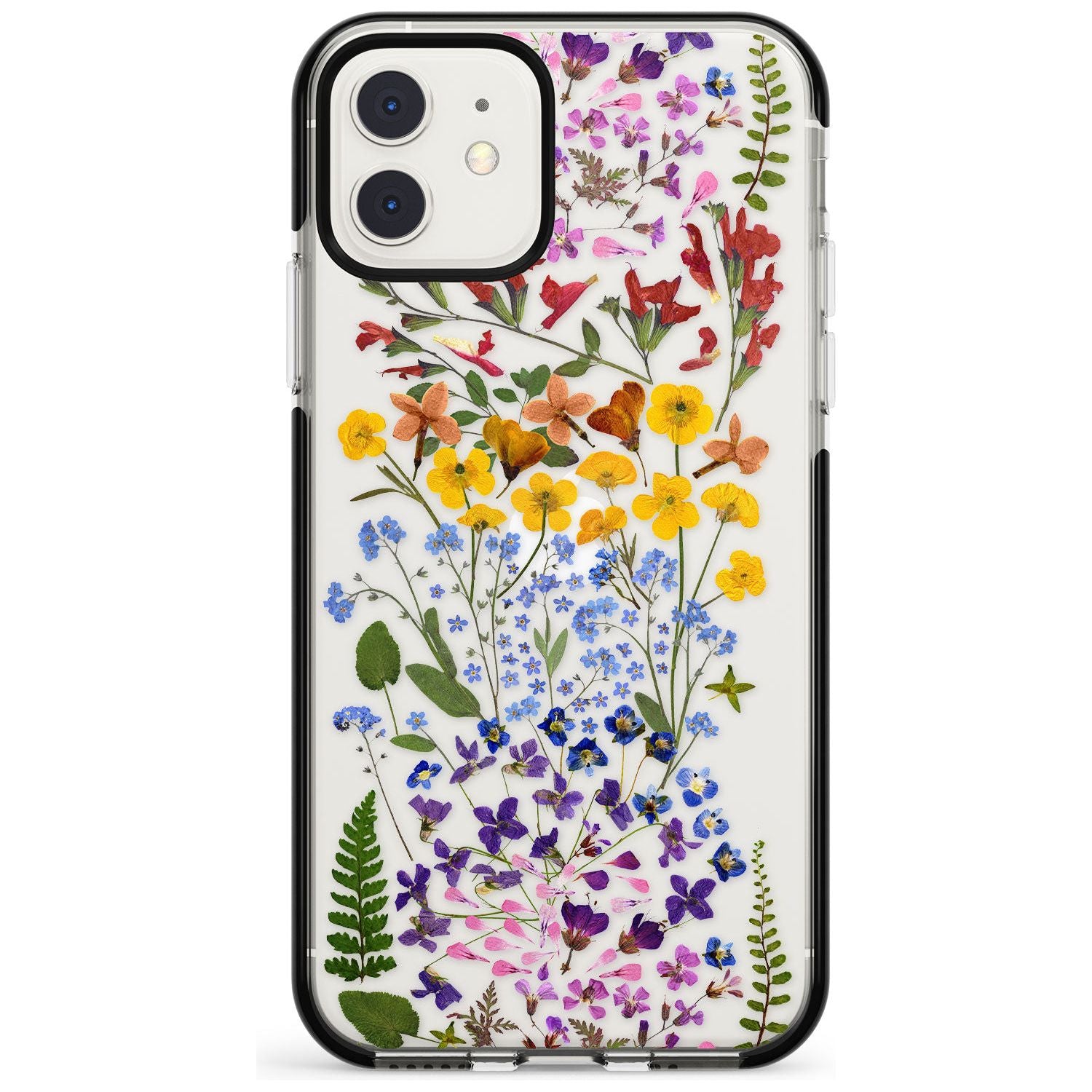 Wild Flower Stripe Design Black Impact Phone Case for iPhone 11