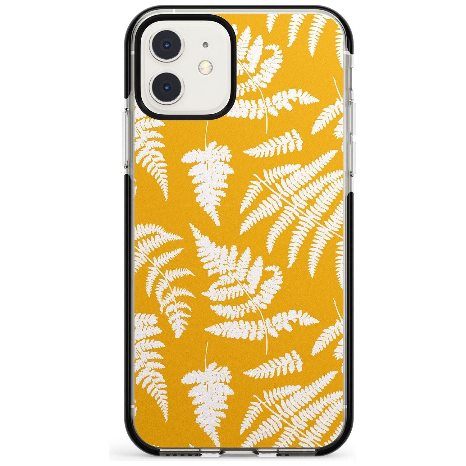 Fern Pattern on Yellow Black Impact Phone Case for iPhone 11