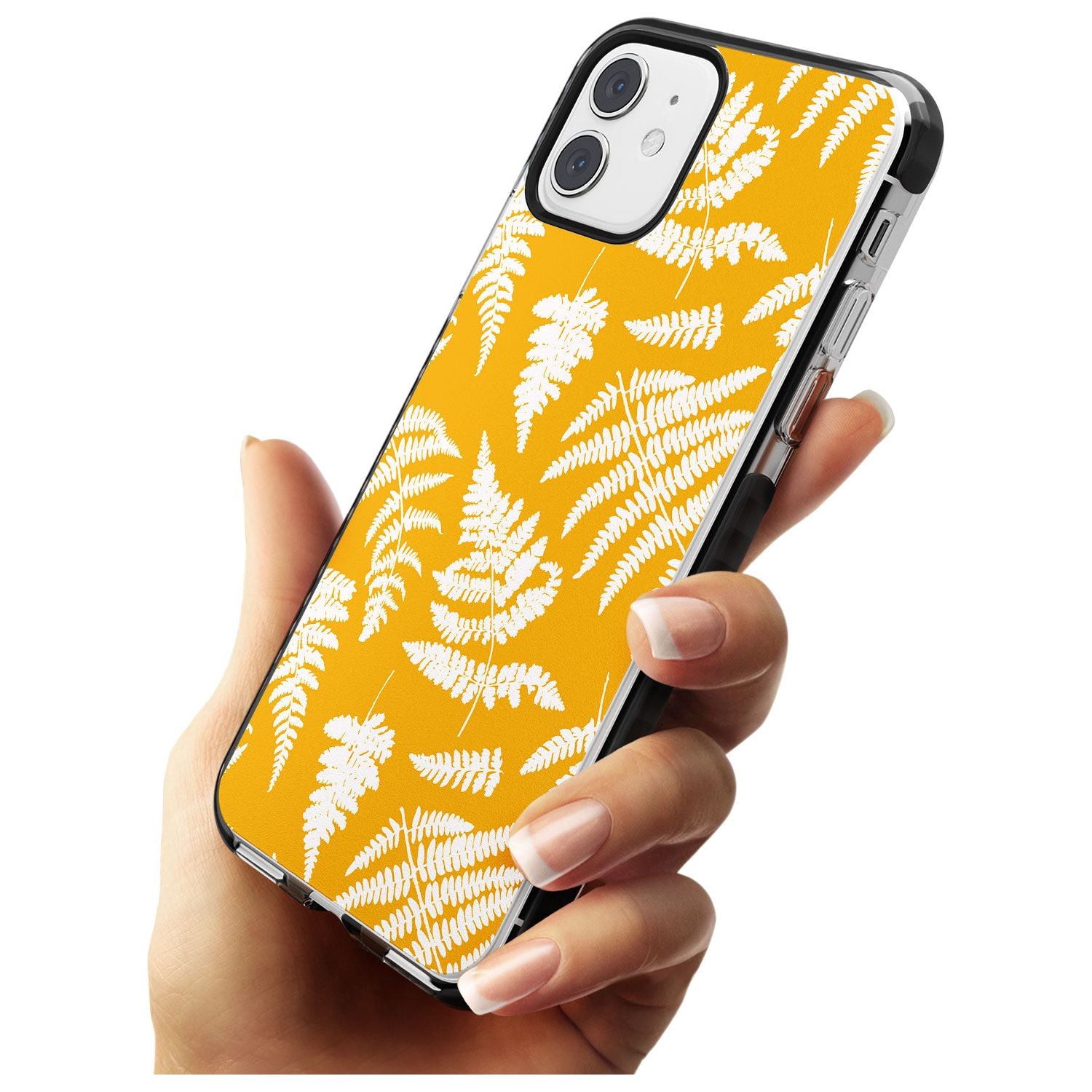 Fern Pattern on Yellow Black Impact Phone Case for iPhone 11