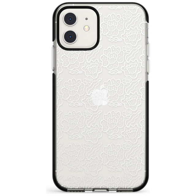 Funky Floral Patterns White on Clear Black Impact Phone Case for iPhone 11