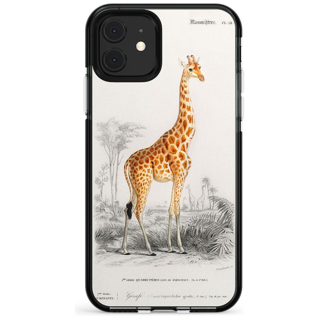 Vintage Girafe Art Black Impact Phone Case for iPhone 11 Pro Max