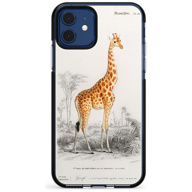 Vintage Girafe Art Black Impact Phone Case for iPhone 11 Pro Max