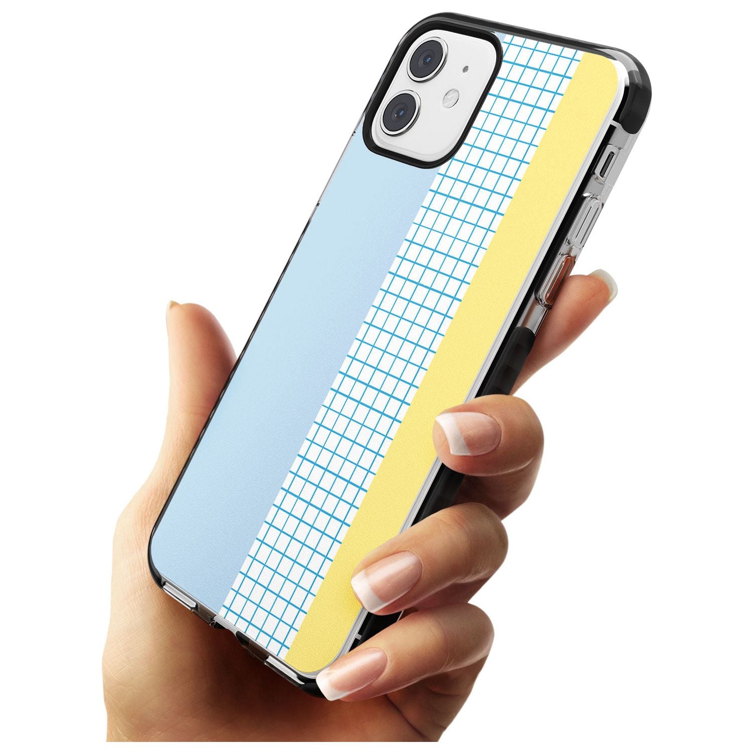 Abstract Grid Blue & Yellow Black Impact Phone Case for iPhone 11