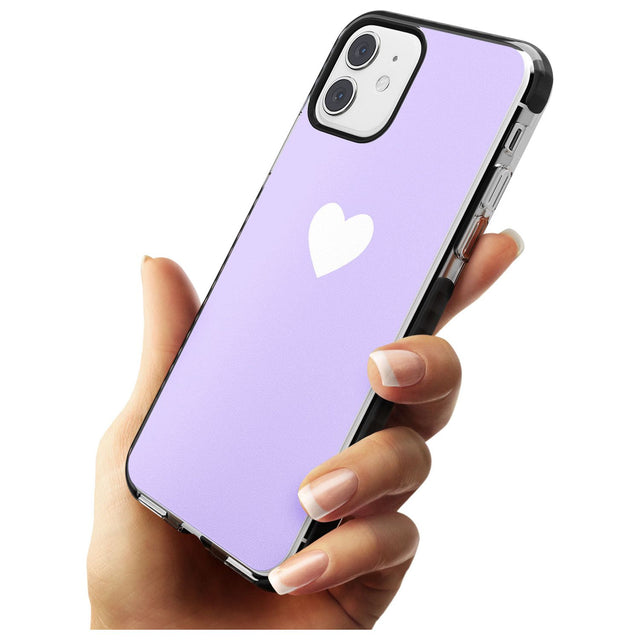 Single Heart White & Pale Purple Black Impact Phone Case for iPhone 11