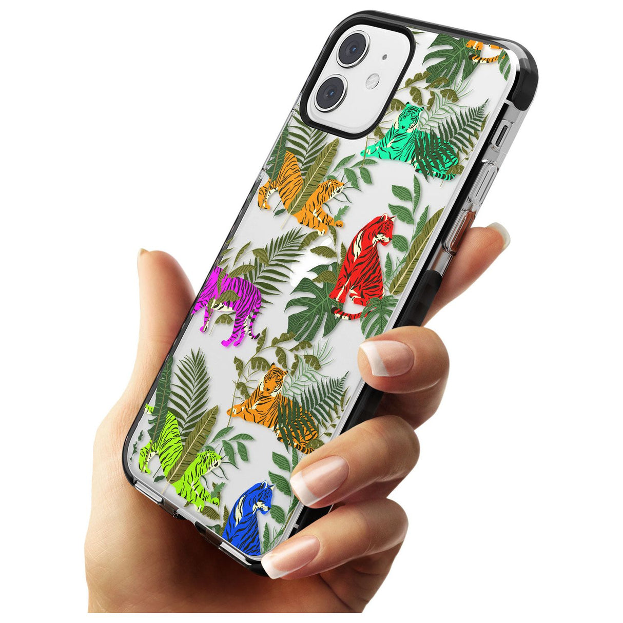 Colourful Tiger Jungle Cat Pattern Black Impact Phone Case for iPhone 11