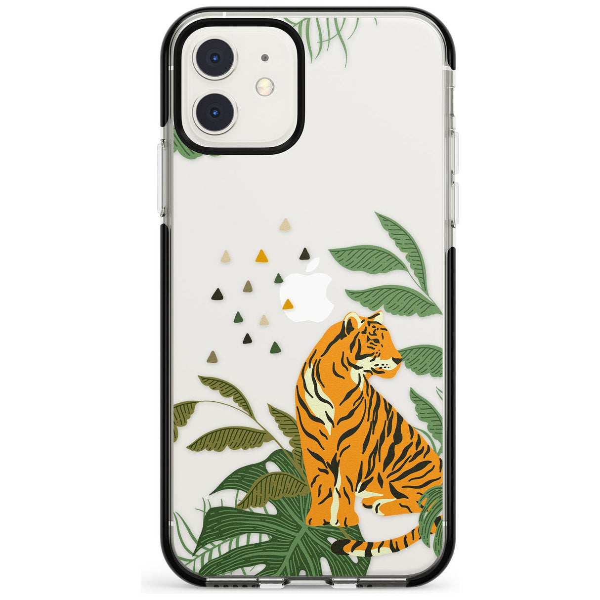 Large Tiger Clear Jungle Cat Pattern Black Impact Phone Case for iPhone 11