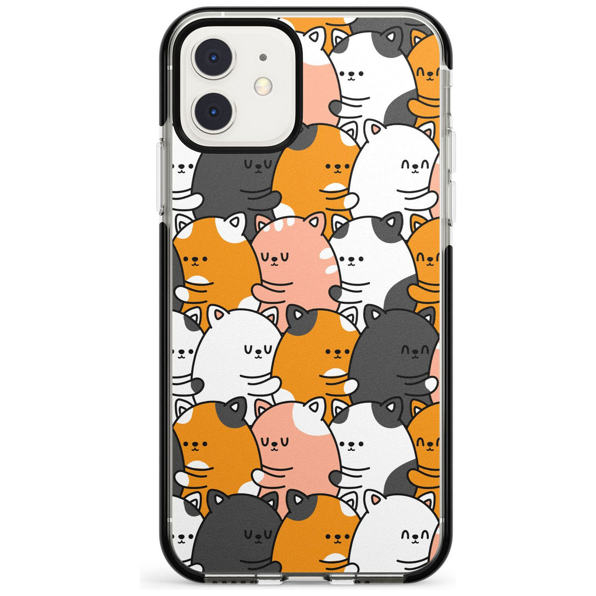Spooning Cats Kawaii Pattern Black Impact Phone Case for iPhone 11 Pro Max
