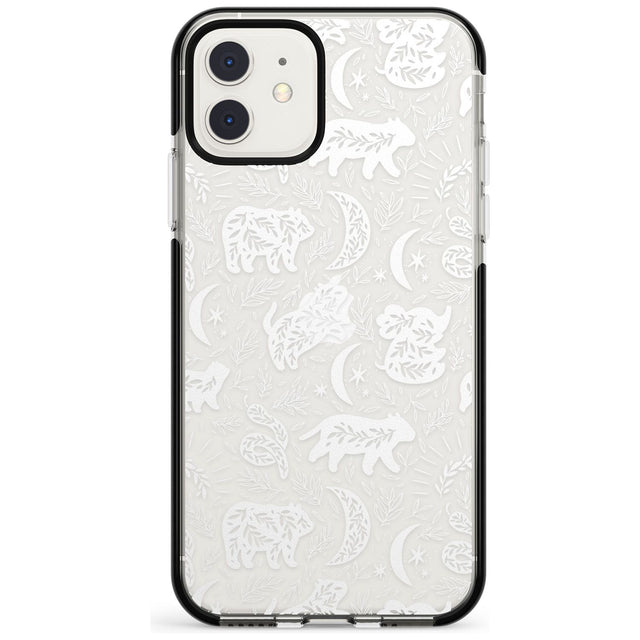 Forest Animal Silhouettes: White/Clear Phone Case iPhone 11 / Black Impact Case,iPhone 12 Mini / Black Impact Case Blanc Space