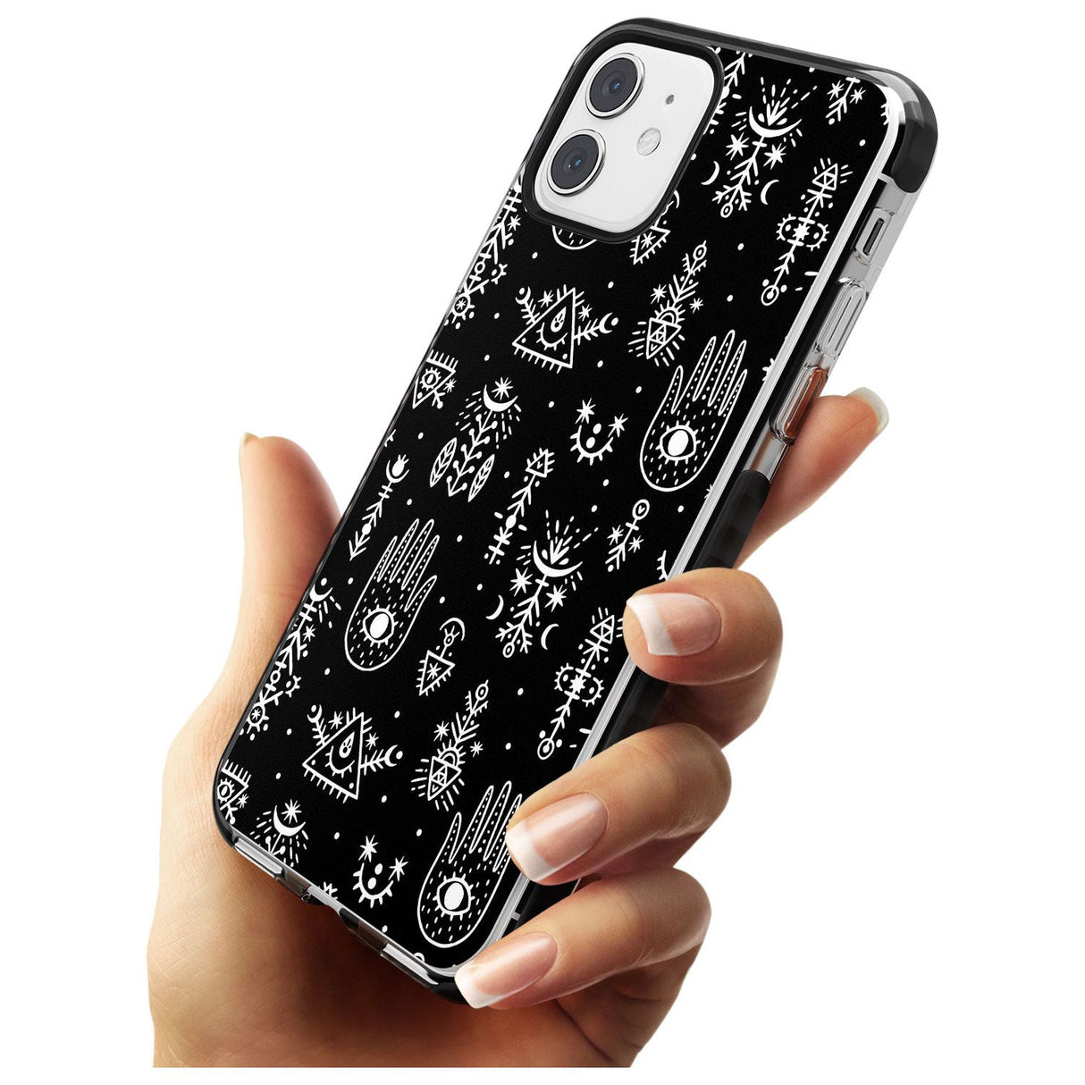 Tribal Palms - White on Black Black Impact Phone Case for iPhone 11