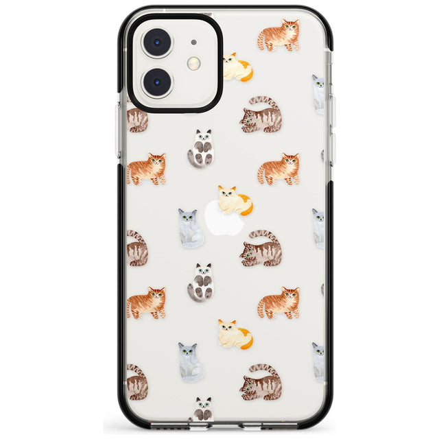 Cute Cat Pattern - Clear Pink Fade Impact Phone Case for iPhone 11 Pro Max