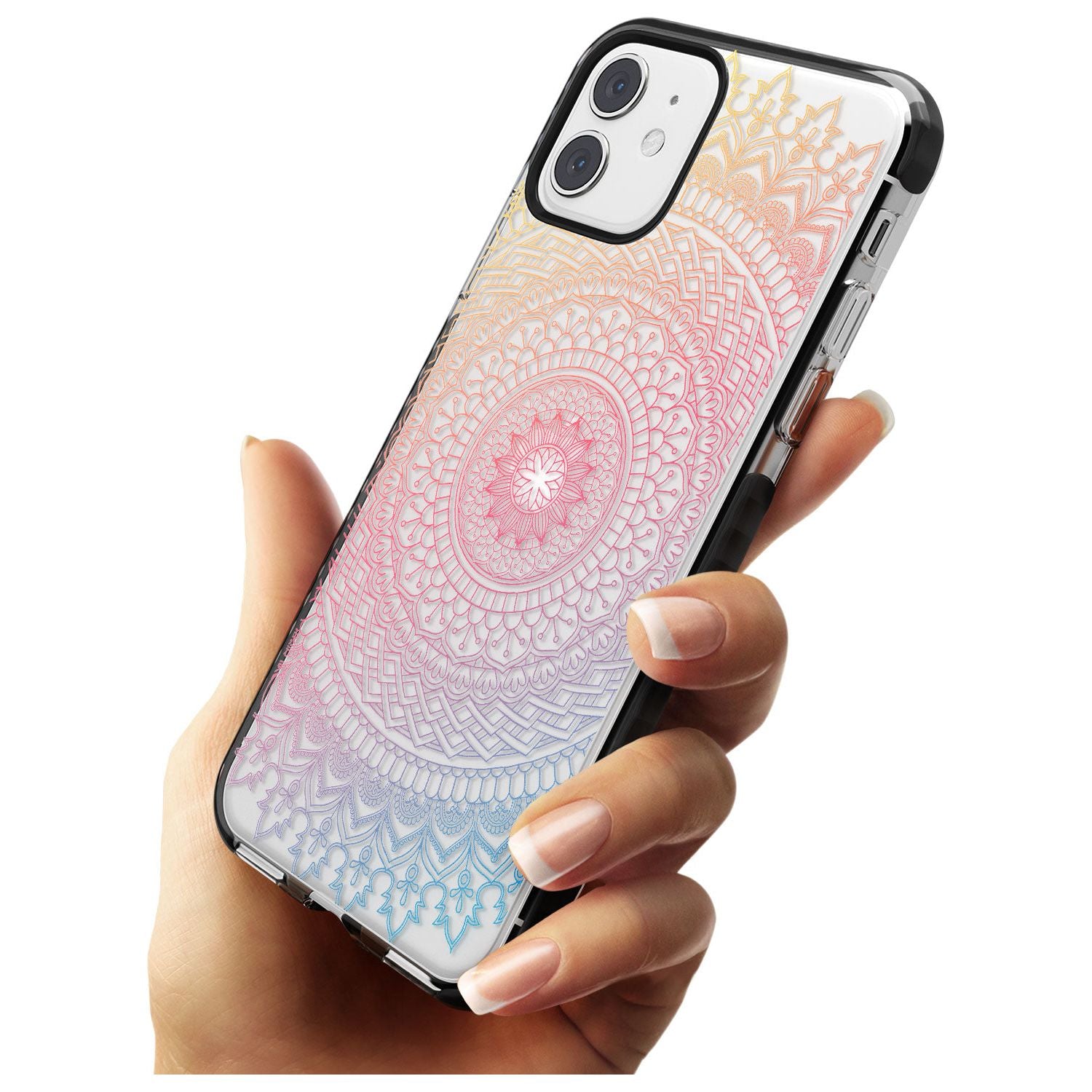 Large Rainbow Mandala Transparent Design Pink Fade Impact Phone Case for iPhone 11 Pro Max