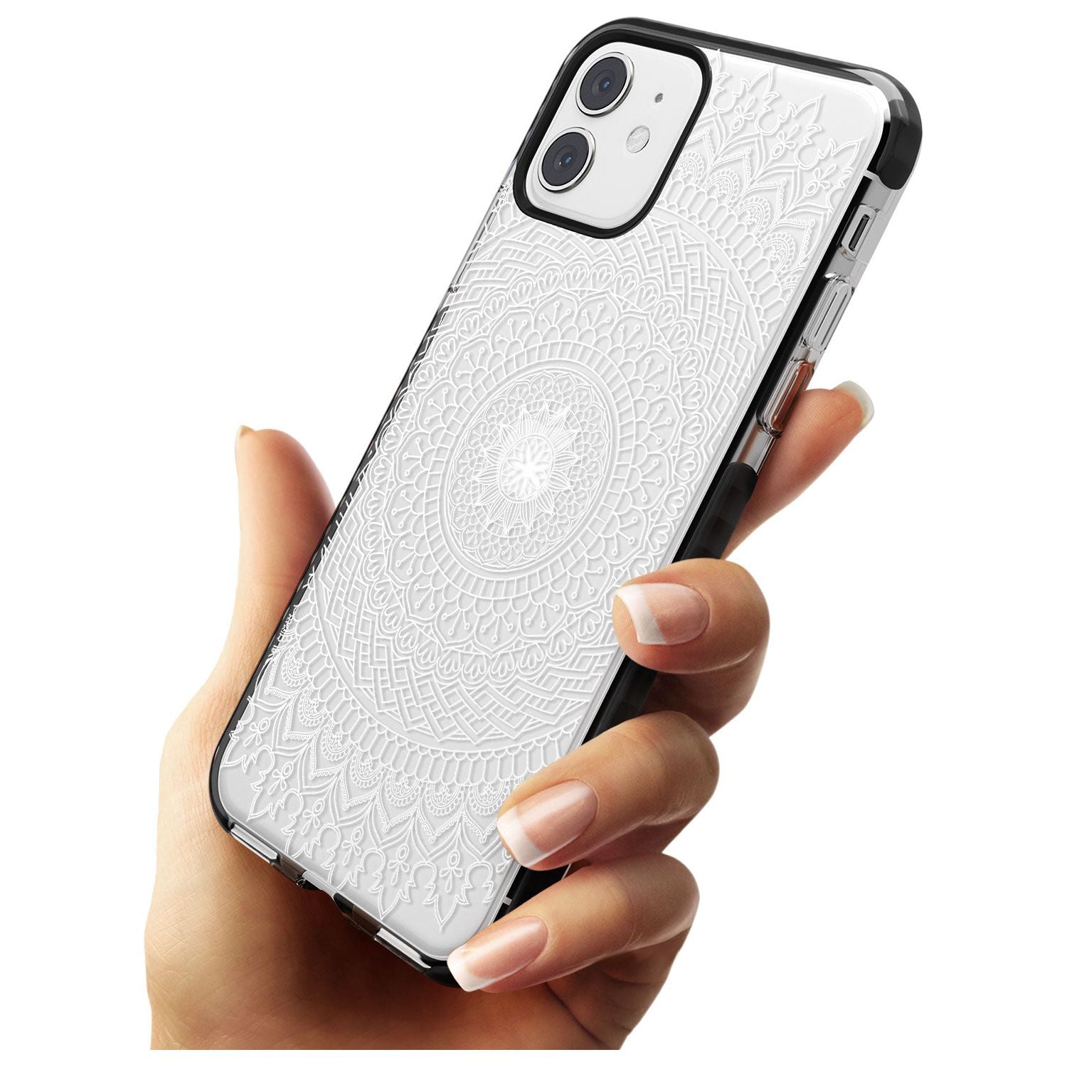 Large White Mandala Transparent Design Pink Fade Impact Phone Case for iPhone 11 Pro Max