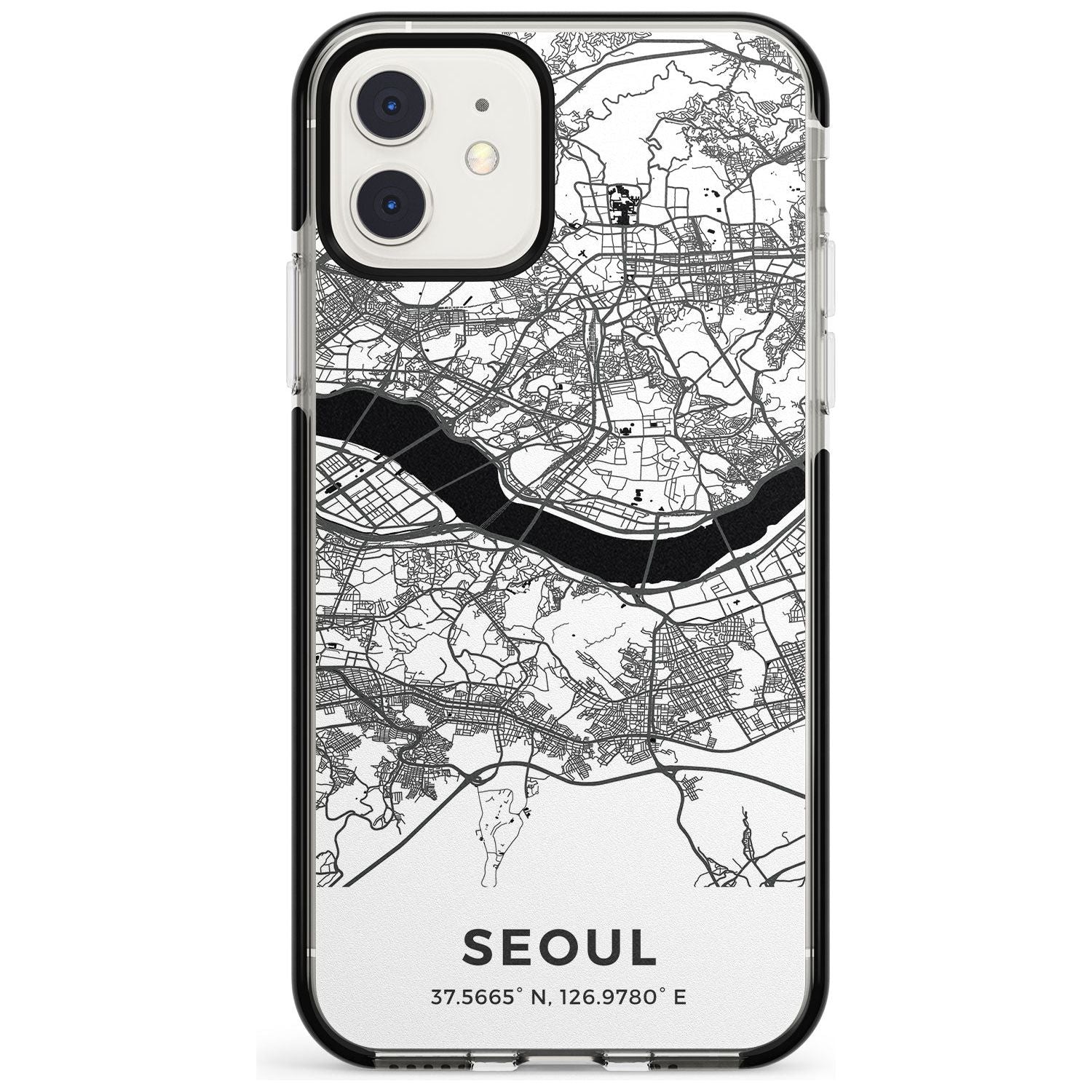 Map of Seoul, South Korea Black Impact Phone Case for iPhone 11