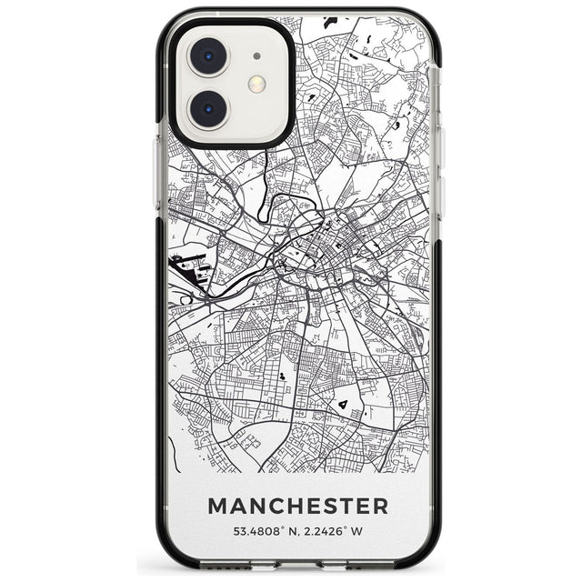 Map of Manchester, England Black Impact Phone Case for iPhone 11