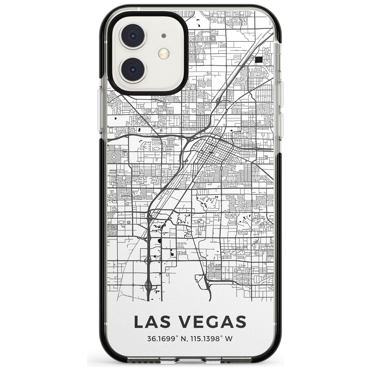 Map of Las Vegas, Nevada Black Impact Phone Case for iPhone 11