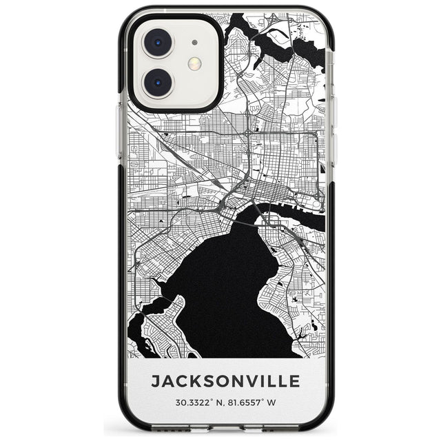 Map of Jacksonville, Florida Black Impact Phone Case for iPhone 11
