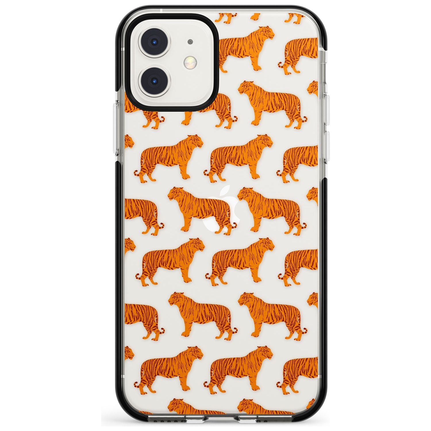 Tigers on Clear Pattern Black Impact Phone Case for iPhone 11