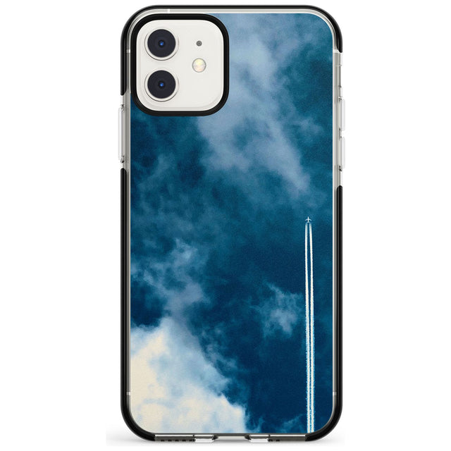 Plane in Cloudy Sky Photograph Black Impact Phone Case for iPhone 11